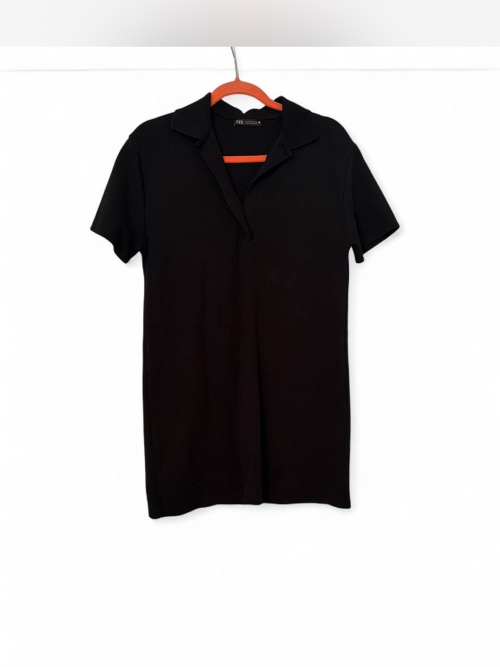 Zara Black Short-Sleeve Polo Dress